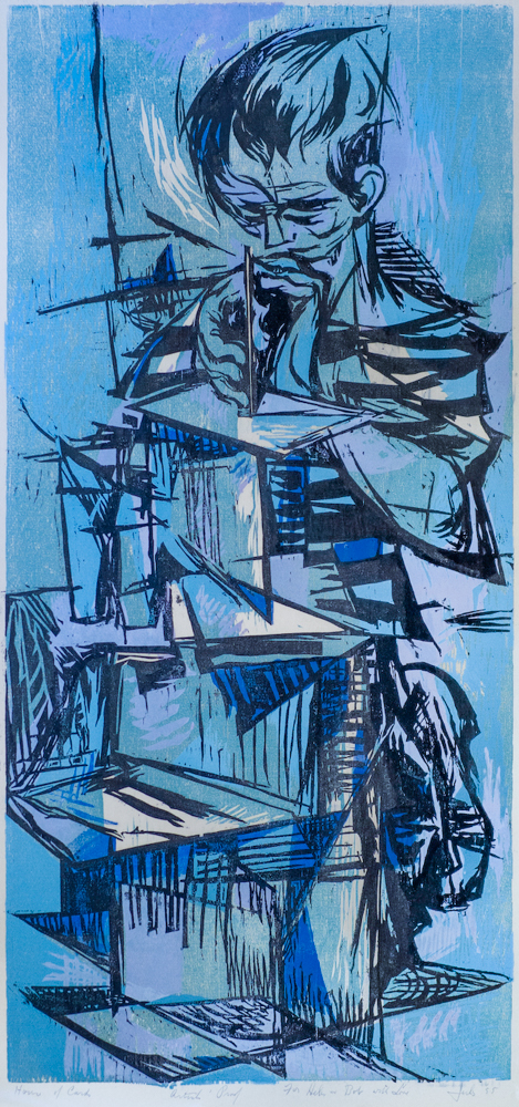 House of Cards, Juls, woodblock, 21.25 x 36 inches, 1955