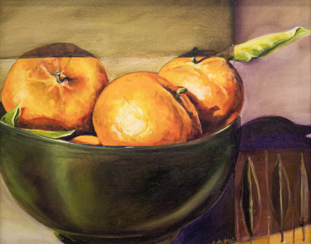 Oranges, Kathy Stock, oil on canvas, 24 x 20 inches, 2002